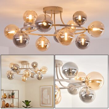Chehalis plafonnier à boules rond, 12 lumières G9, ø 76 cm, style rétro