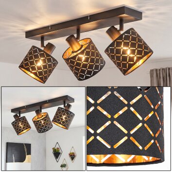 Tallaboa plafonnier orientable 3 spots E14, abat-jour ajourés motif graphique