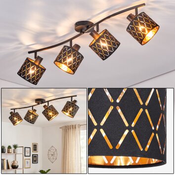 Alsen plafonnier 4 spots orientables E14, rampe de spots au motif géométrique