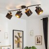Spot de plafond Alsen à 4 lumières avec têtes orientables et abat-jour noirs à motifs dorés