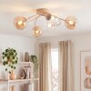 Plafonnier moderne Chehalis à 6 lumières avec abat-jour ronds en verre ambre et clair