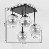 Koyoto plafonnier à globes, plafonnier rétro 4 lumières pour salon et couloir