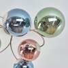 Plafonnier moderne Chehalis à 6 abat-jour ronds en verre bleu, vert et cuivré