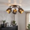 Spot de plafond Tallaboa, 3 lumières orientables, abat-jour dorés et noirs, E14
