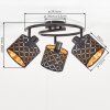 Spot de plafond Tallaboa, 3 lumières orientables, abat-jour dorés et noirs, E14