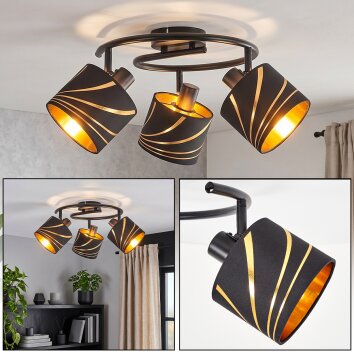 Alsen plafonnier orientable 3 spots, abat-jour à motifs, style rétro