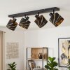 Spot de plafond Alsen à 4 lumières, abat-jour noirs à bandes dorées orientables