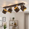 Spot de plafond Alsen à 4 lumières, abat-jour noirs à bandes dorées orientables
