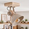 Plafonnier orientable Orny, socle carré en bois sable, au design scandinave