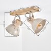 Plafonnier scandinave Orny à 2 têtes orientables, abat-jour sable, E27, socle en bois