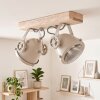 Plafonnier Herford avec poutre en bois clair, deux têtes orientables