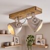 Plafonnier moderne Herford à 2 sources orientables sur poutre en bois écru