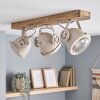 Plafonnier Herford écru avec poutre en bois et têtes orientables pour couloir et entrée