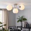 Plafonnier moderne Koyoto à trois lumières, forme grappe, abat-jour en verre blanc
