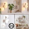 Applique murale moderne Koyoto à 3 lumières, abat-jour ronds blancs, lot de 2