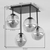 Plafonnier moderne Gastor, grappe à 4 lumières en verre fumé, ambré et clair