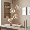 Suspension moderne Gastor, trois abat-jour en verre clair en grappe pour la table à manger