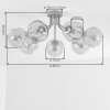Plafonnier moderne Ripoll, structure ramifiée et 7 abat-jour en verre blanc