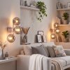 Applique murale moderne Gastor, lot de 2, trois abat-jour ronds fumés et clairs