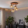 Plafonnier style bohème Gastor à 4 lumières, abat-jour ronds en verre ambre et clair