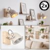 Applique murale orientable Herford, set de 2, projecteur métallique sur support en bois