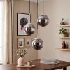 Suspension Gastor en verre fumé à trois abat-jour ronds pour la table à manger