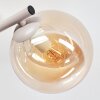 Plafonnier moderne Gastor à trois abat-jour en verre ambre, fumé et clair