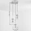 Suspension moderne Gastor, 3 abat-jour ronds en verre ambre, réglable au montage