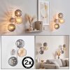 Applique murale Koyoto, lot de 2, à 3 abat-jour ronds verticaux fumés et ambrés