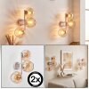 Applique murale moderne Koyoto en lot de 2, 3 abat-jour ambrés cannelés