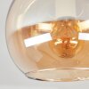 Plafonnier moderne Koyoto à trois lumières, abat-jour ronds en verre ambré