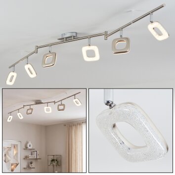 Plafonnier linéaire Villenauxe, LED 3000 Kelvin blanc chaud, modules carrés orientables