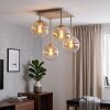 Plafonnier moderne Gastor en grappe, 4 abat-jour en verre ambre et clair