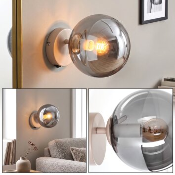 Applique murale moderne Gastor avec abat-jour sphérique en verre fumé