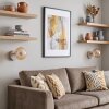 Applique murale moderne Gastor en lot de 2 avec abat-jour rond en verre ambré