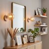 Applique murale moderne Gastor en lot de 2 avec abat-jour rond en verre ambré