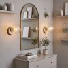 Applique murale moderne Gastor à abat-jour rond, set de 2, à côté du miroir