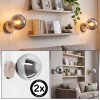 Applique murale moderne Gastor en lot de 2 avec abat-jour ronds en verre fumé chromé