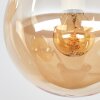 Plafonnier moderne Gastor à trois lumières, abat-jour sphériques en verre ambré