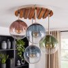 Plafonnier Gastor Boho, lattes de bois, ø 39,5 cm, E14, variateur externe