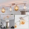 Plafonnier Gastor moderne à 4 lumières avec abat-jour ronds en verre ambre et clair