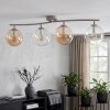 Plafonnier Gastor moderne à 4 lumières avec abat-jour ronds en verre ambre et clair