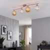 Plafonnier Gastor moderne à 4 lumières avec abat-jour ronds en verre ambre et clair