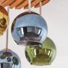 Suspension à 4 lumières Koyoto, abat-jour ronds en verre bleu, vert et or