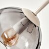 Plafonnier-grappe moderne Koyoto avec 5 abat-jour ronds en verre cannelé fumé
