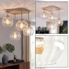Plafonnier moderne Koyoto à 4 lumières avec abat-jour ronds en verre cannelé clair