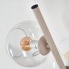 Lampadaire Koyoto moderne à 6 lumières, abat-jour ronds en verre clair en colonne, E14