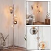 Lampadaire moderne Koyoto à six lumières, grappe verticale d’abat-jour sphériques ambrés