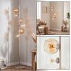 Lampadaire moderne Koyoto à six abat-jour sphériques en verre clair et ambre, ø 15 cm