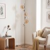 Lampadaire moderne Koyoto à six abat-jour sphériques en verre clair et ambre, ø 15 cm